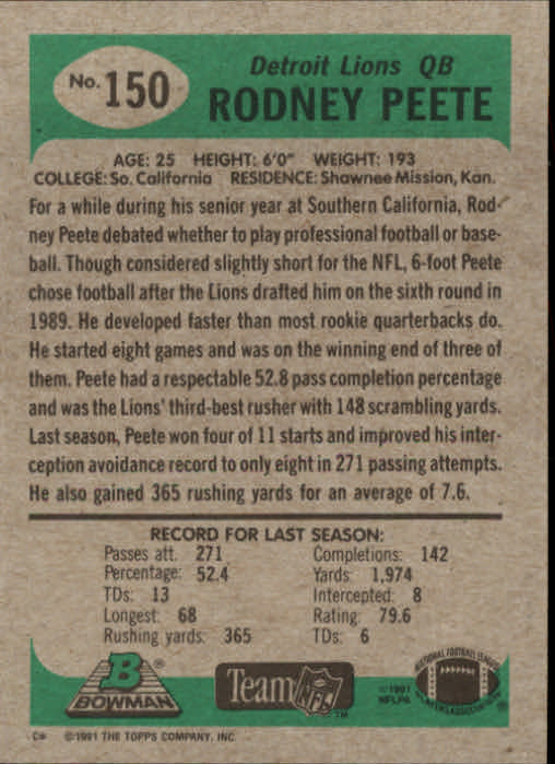 B1341- 1991 Bowman Football Card #s 1-200 +Rookies -You Pick- 15+ FREE US SHIP - Picture 301 of 403