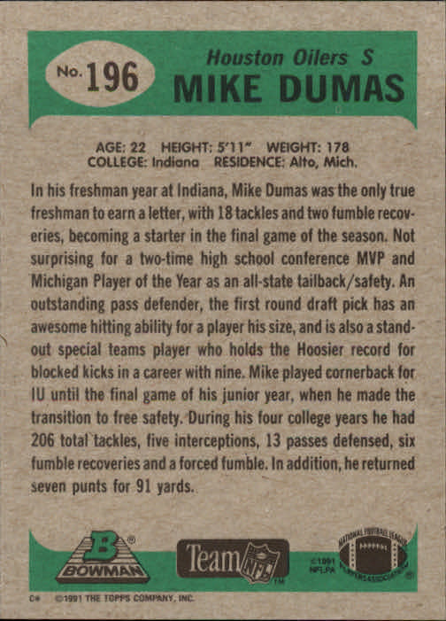 B1341- 1991 Bowman Football Card #s 1-200 +Rookies -You Pick- 15+ FREE US SHIP - Picture 393 of 403