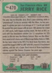 1991 Bowman #470 Jerry Rice back image