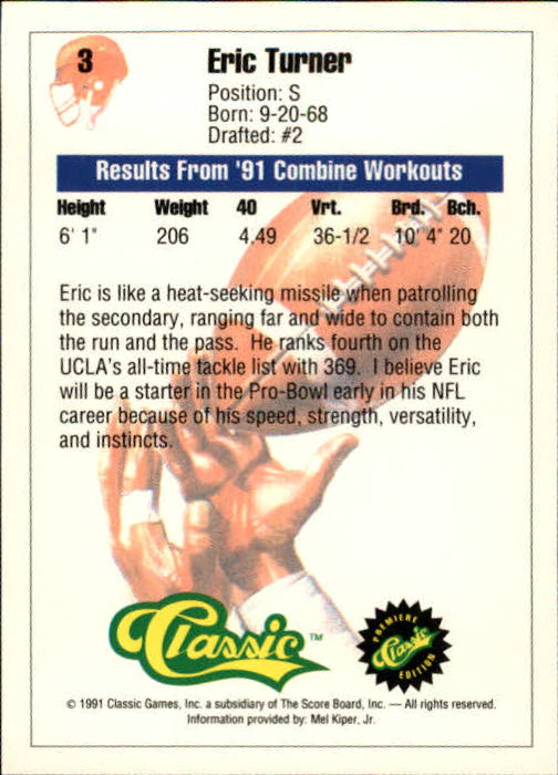 A9368- 1991 Classic Football Card #s 1-50 -You Pick- 15+ FREE US SHIP - Bild 7 von 101
