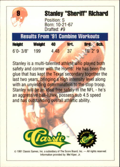 A9368- 1991 Classic Football Card #s 1-50 -You Pick- 15+ FREE US SHIP - Bild 19 von 101