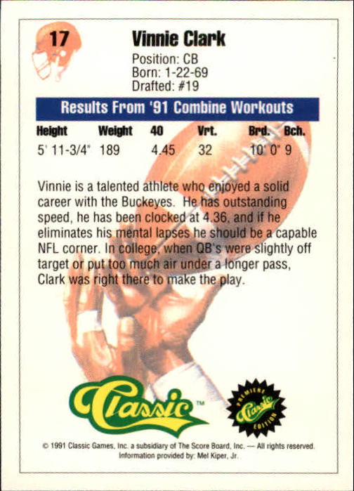 A9368- 1991 Classic Football Card #s 1-50 -You Pick- 15+ FREE US SHIP - Bild 35 von 101