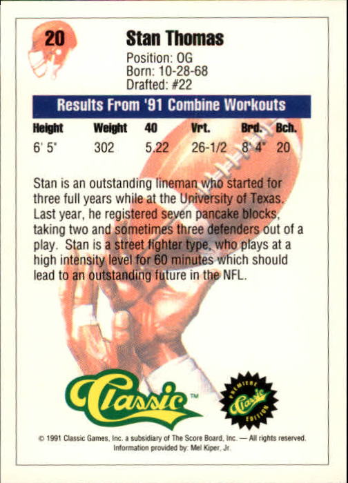 A9368- 1991 Classic Football Card #s 1-50 -You Pick- 15+ FREE US SHIP - Bild 41 von 101