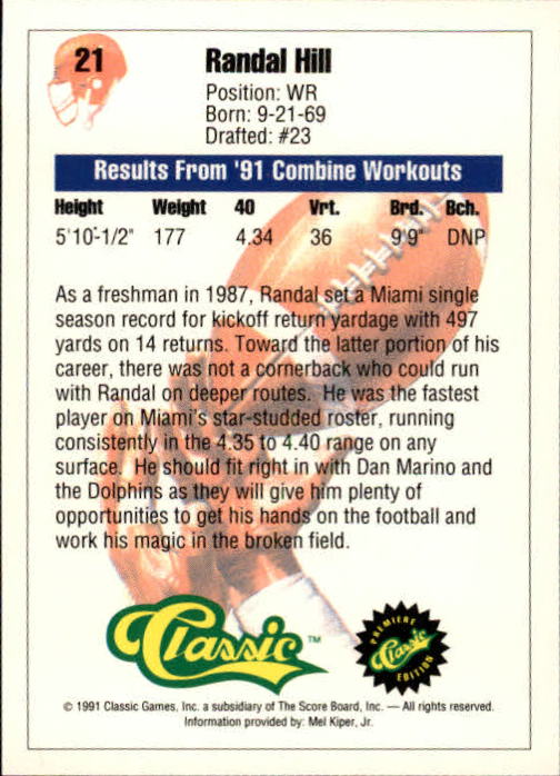 A9368- 1991 Classic Football Card #s 1-50 -You Pick- 15+ FREE US SHIP - Bild 43 von 101