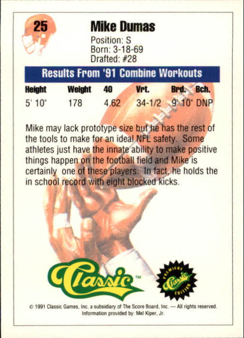 A9368- 1991 Classic Football Card #s 1-50 -You Pick- 15+ FREE US SHIP - Bild 51 von 101