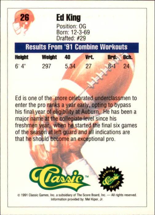 A9368- 1991 Classic Football Card #s 1-50 -You Pick- 15+ FREE US SHIP - Bild 53 von 101