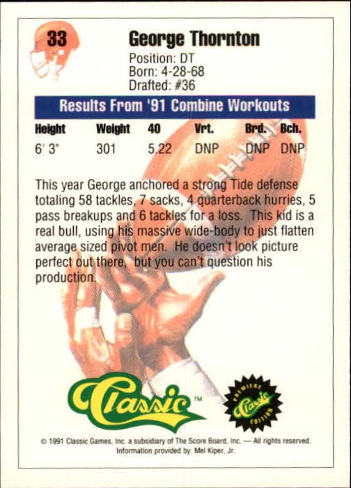 A9368- 1991 Classic Football Card #s 1-50 -You Pick- 15+ FREE US SHIP - Bild 67 von 101