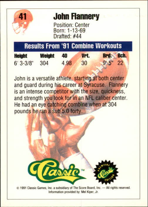 A9368- 1991 Classic Football Card #s 1-50 -You Pick- 15+ FREE US SHIP - Bild 83 von 101