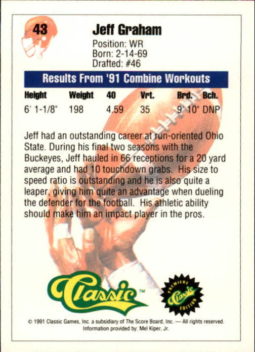 A9368- 1991 Classic Football Card #s 1-50 -You Pick- 15+ FREE US SHIP - Bild 87 von 101