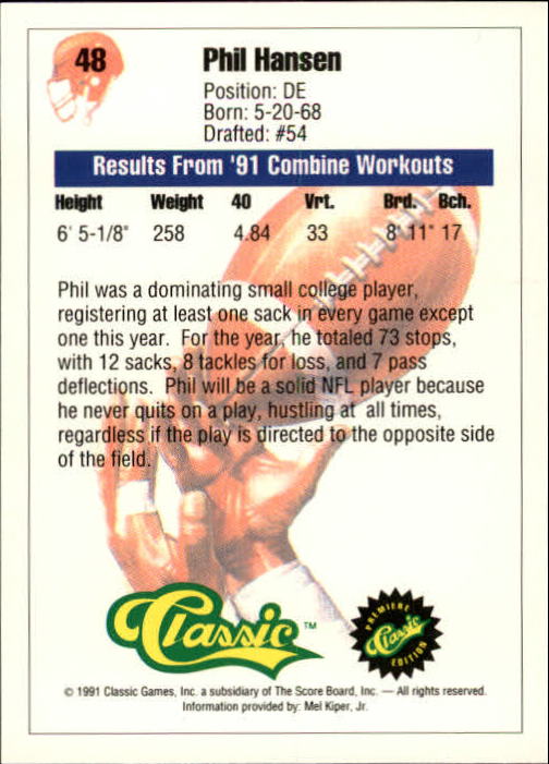A9368- 1991 Classic Football Card #s 1-50 -You Pick- 15+ FREE US SHIP - Bild 97 von 101