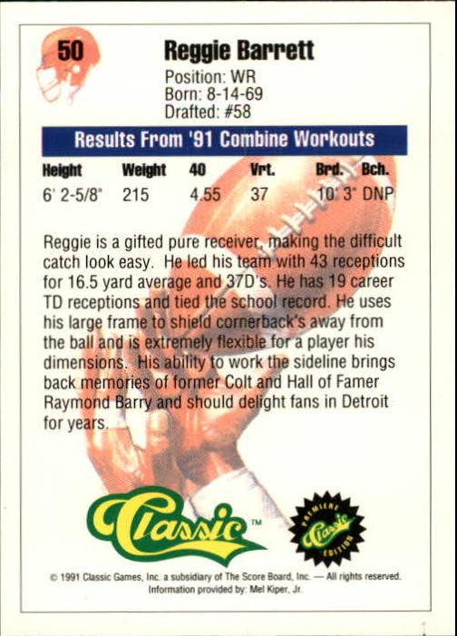 A9368- 1991 Classic Football Card #s 1-50 -You Pick- 15+ FREE US SHIP - Bild 101 von 101