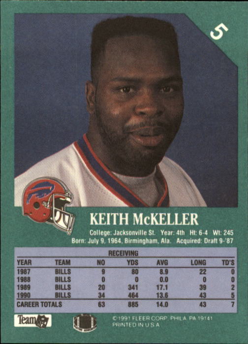 1991 Fleer #5 Keith McKeller back image