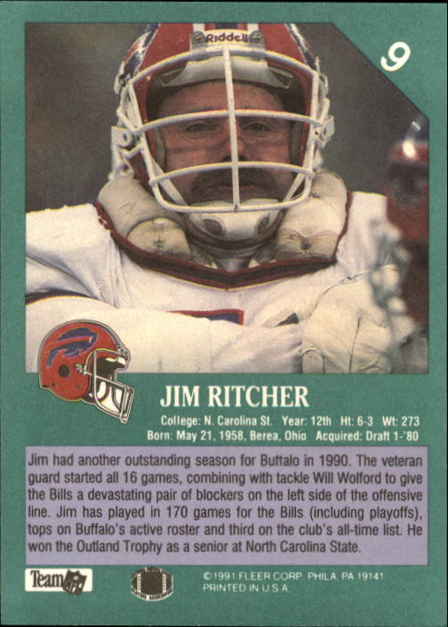 1991 Fleer #9 Jim Ritcher back image