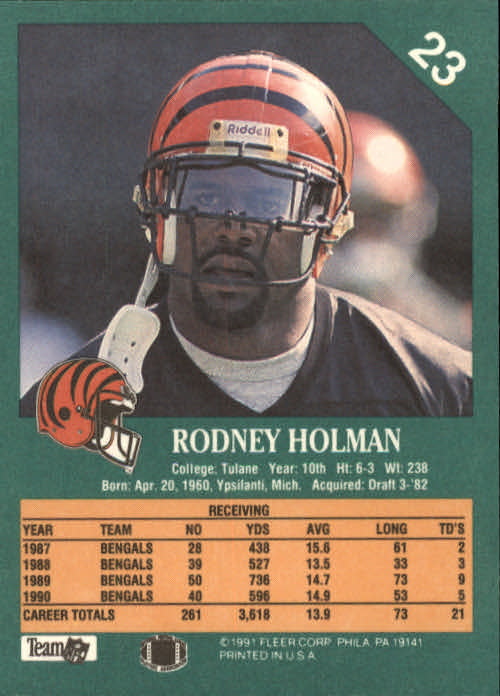 1991 Fleer #23 Rodney Holman back image
