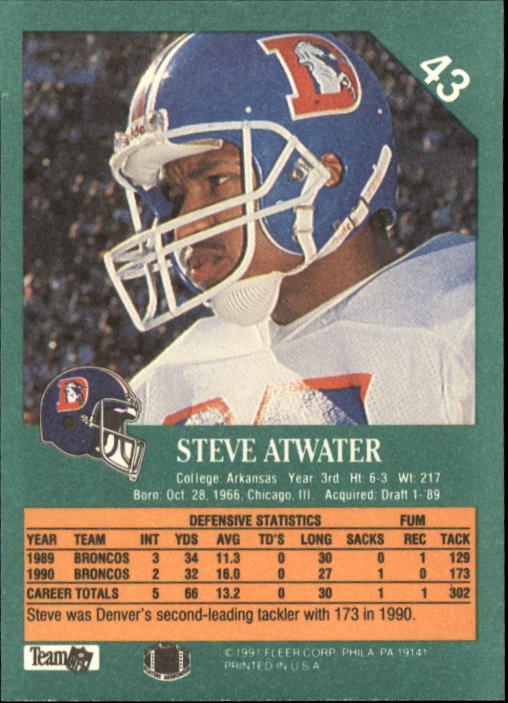 1991 Fleer #43 Steve Atwater back image