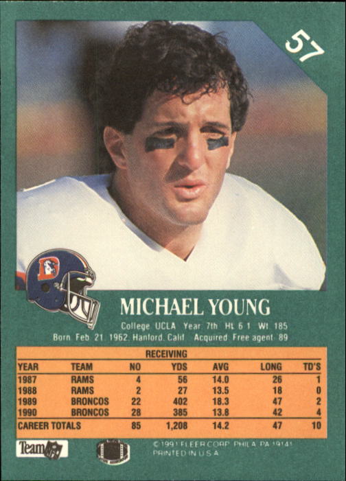 1991 Fleer #57 Michael Young back image