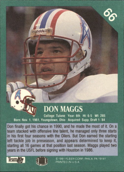 1991 Fleer #66 Don Maggs back image