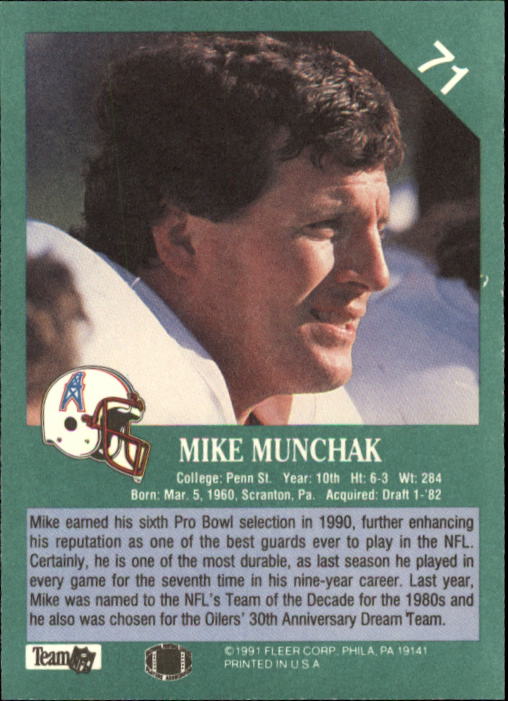 1991 Fleer #71 Mike Munchak back image