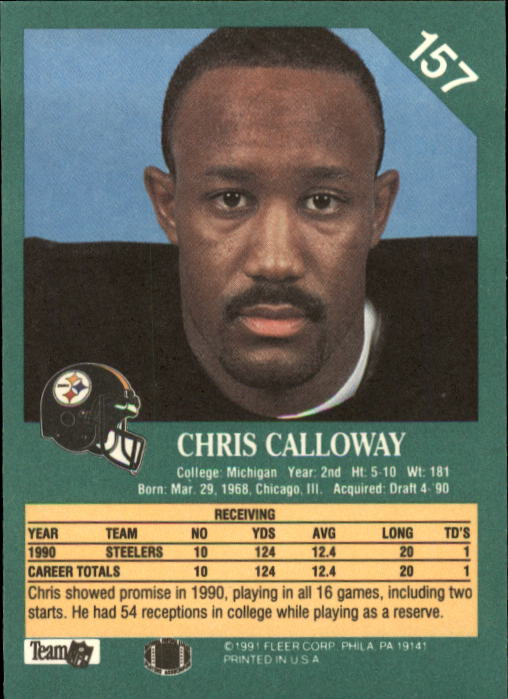 1991 Fleer #157 Chris Calloway back image