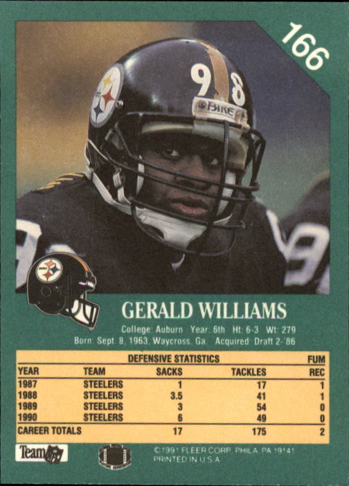 1991 Fleer #166 Gerald Williams back image