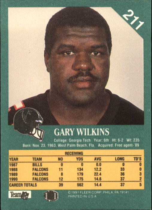 1991 Fleer #211 Gary Wilkins back image