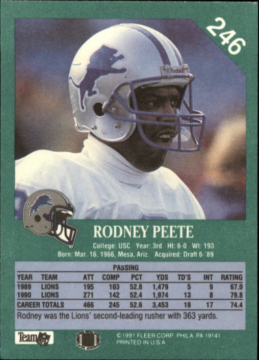 1991 Fleer #246 Rodney Peete back image