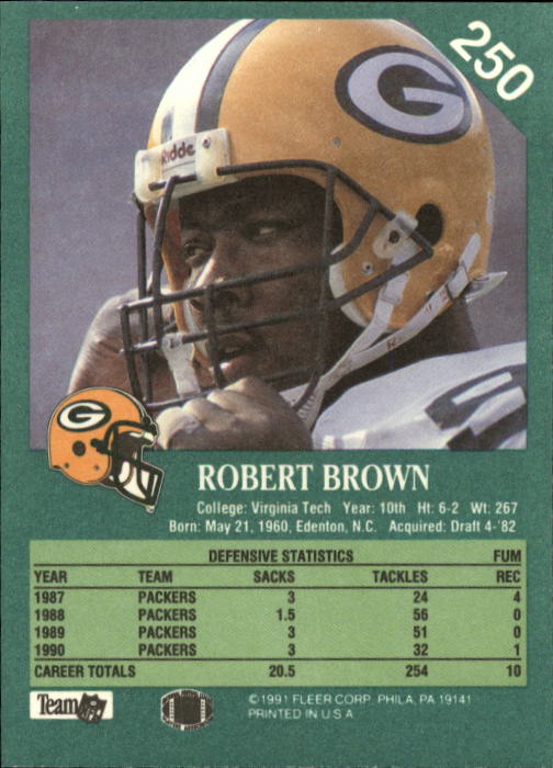 1991 Fleer #250 Robert Brown back image