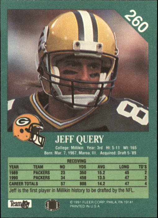 1991 Fleer #260 Jeff Query back image