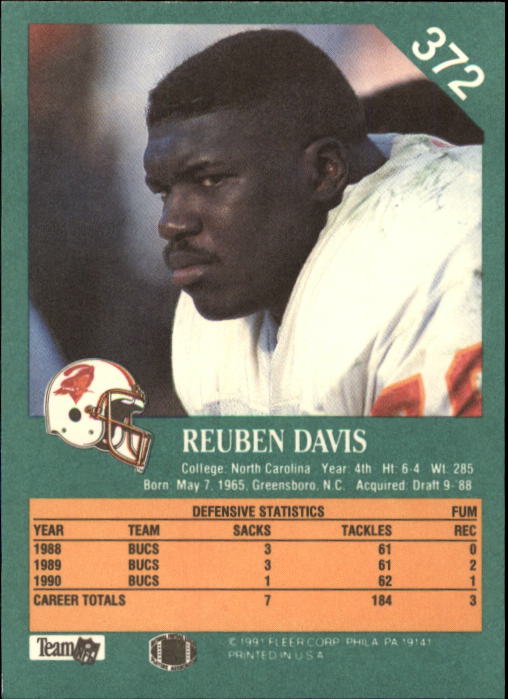 1991 Fleer #372 Reuben Davis back image