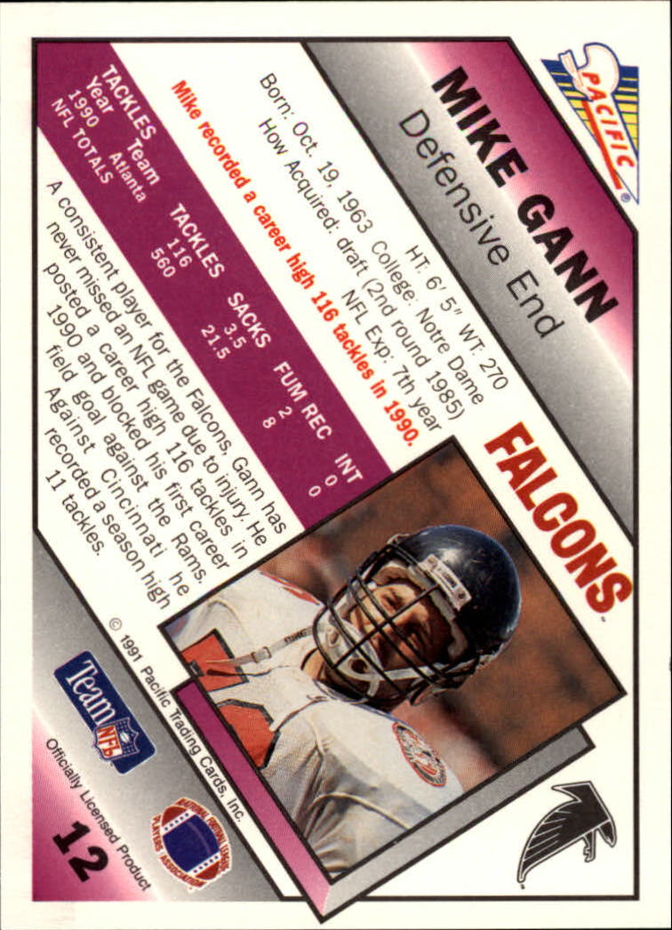 1991 Pacific #12 Mike Gann back image