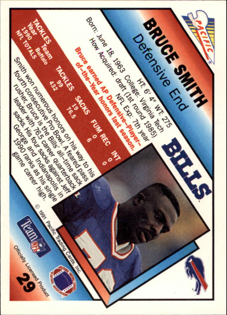 1991 Pacific #29 Bruce Smith back image