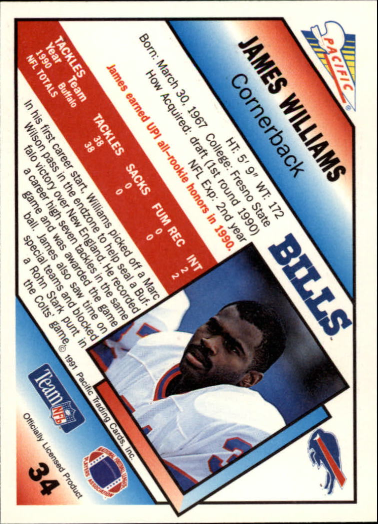 1991 Pacific #34 James Williams back image