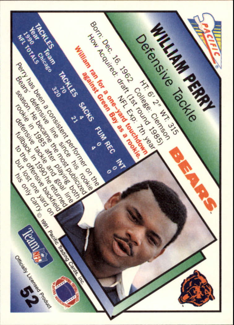 1991 Pacific #52 William Perry back image