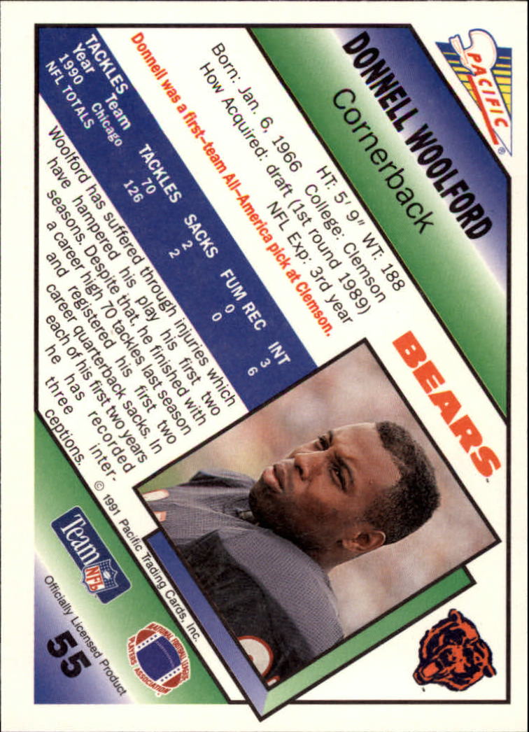 1991 Pacific #55 Donnell Woolford back image