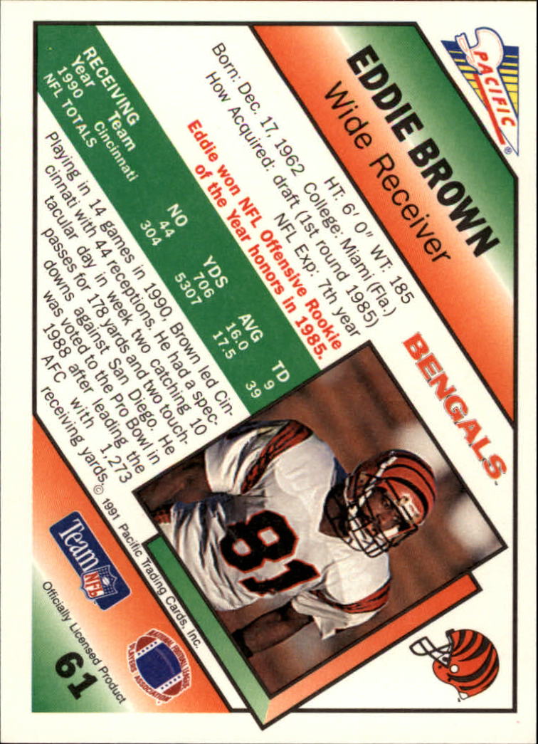 1991 Pacific #61 Eddie Brown back image