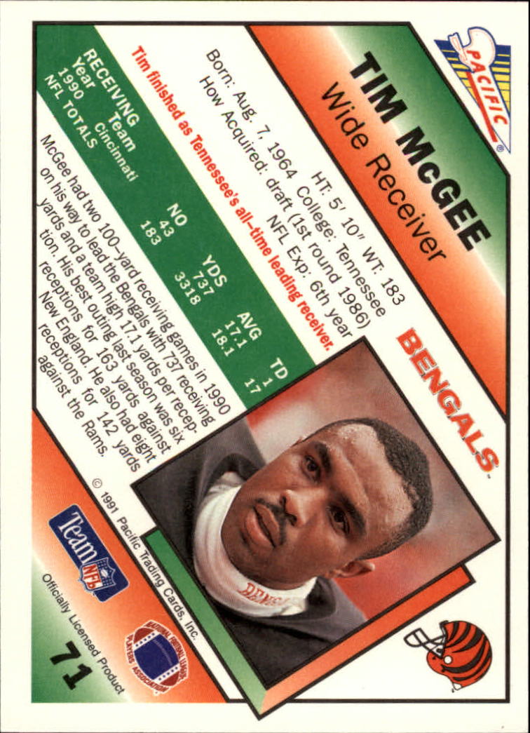 1991 Pacific #71 Tim McGee back image