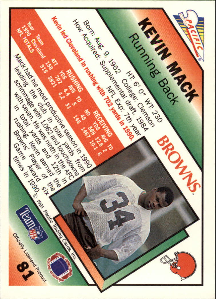 1991 Pacific #81 Kevin Mack back image
