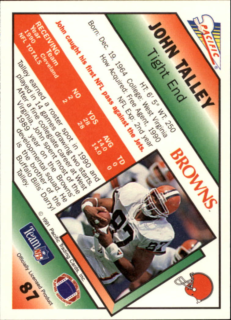1991 Pacific #87 John Talley back image