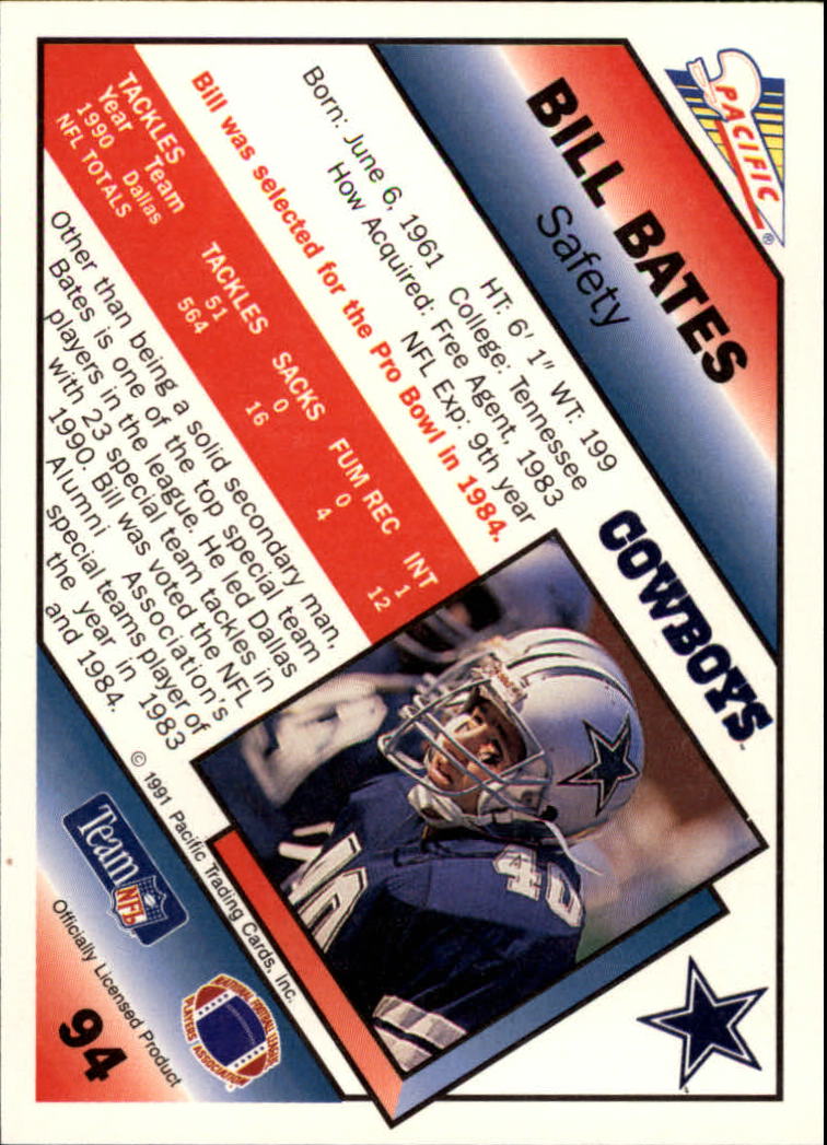1991 Pacific #94A Bill Bates ERR/(Black line on cardfront) back image