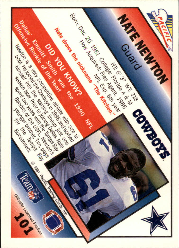 1991 Pacific #101 Nate Newton back image