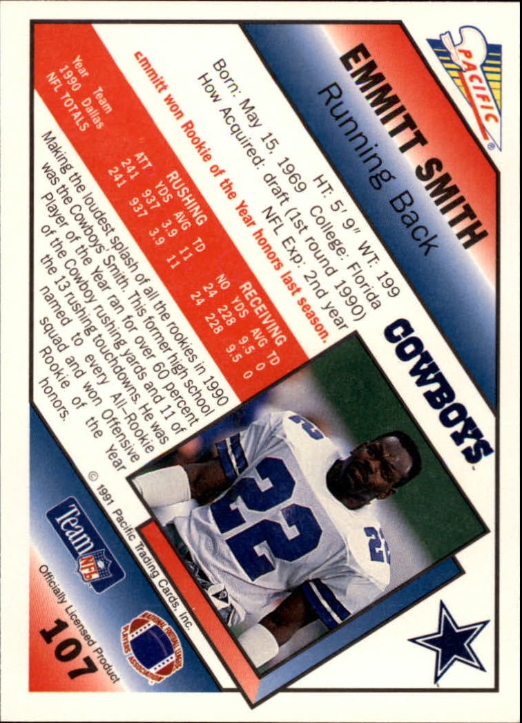 1991 Pacific #107 Emmitt Smith back image