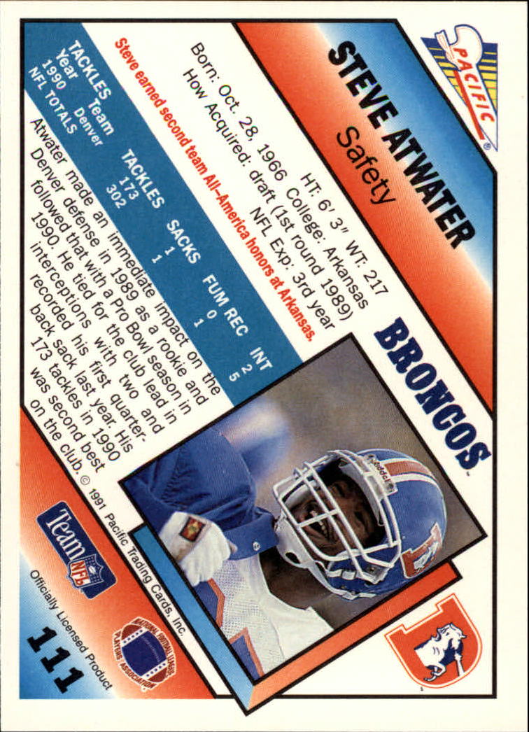 1991 Pacific #111 Steve Atwater back image