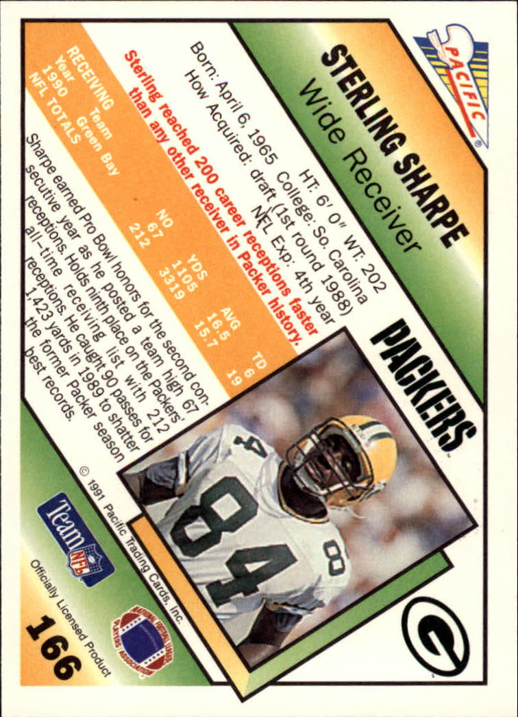 1991 Pacific #166 Sterling Sharpe back image