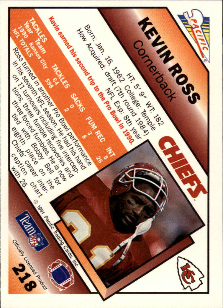 1991 Pacific #218 Kevin Ross back image