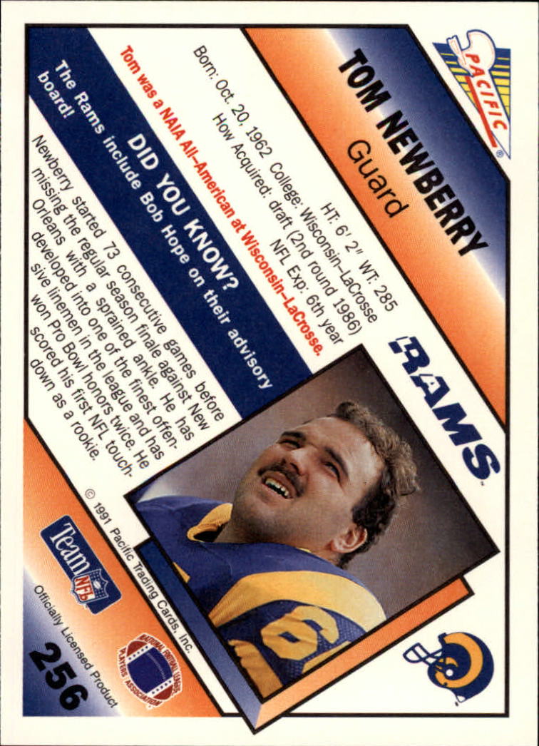 1991 Pacific #256 Tom Newberry back image