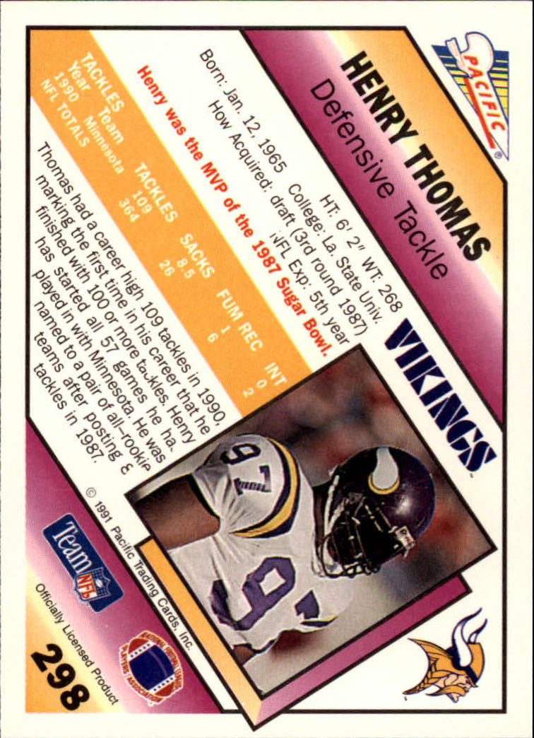 1991 Pacific #298 Henry Thomas back image