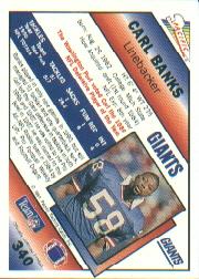 1991 Pacific #340 Carl Banks UER/(Led defensive in tackles/should say defense) back image