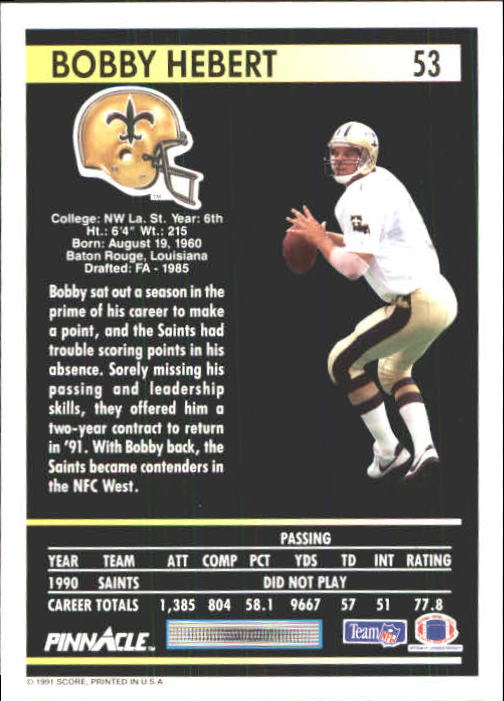A7088- 1991 Pinnacle FB Card #s 1-250 +Rookies -You Pick- 15+ FREE US SHIP - Picture 103 of 497