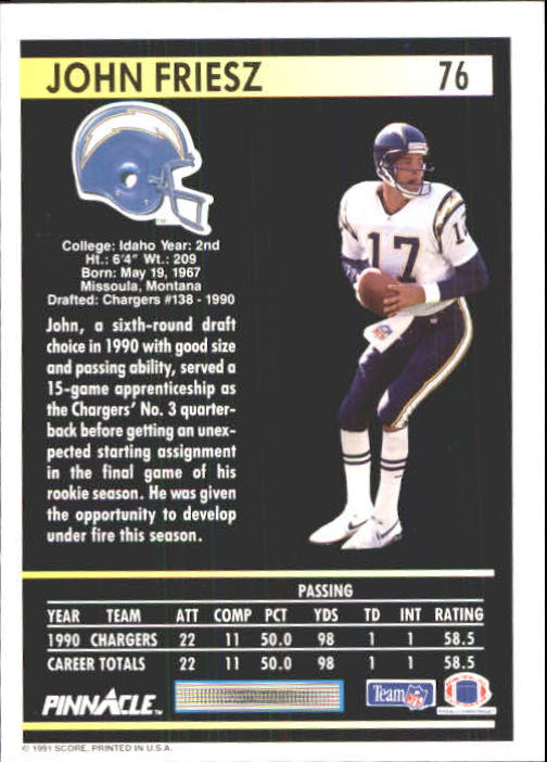 A7088- 1991 Pinnacle FB Card #s 1-250 +Rookies -You Pick- 15+ FREE US SHIP - Picture 149 of 497