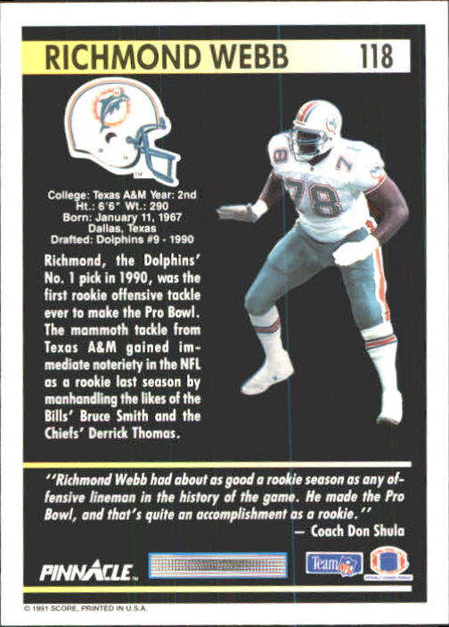 A7088- 1991 Pinnacle FB Card #s 1-250 +Rookies -You Pick- 15+ FREE US SHIP - Picture 233 of 497